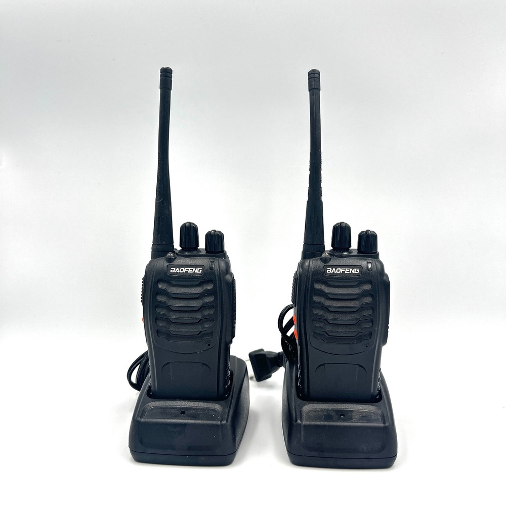 Baofeng BF-888S Walkie Talkie Pair Black UHF Long Range 2-Way Radio Set Chargers